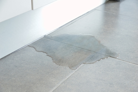 Close-up Photo Of Flooded Floor In Kitchen From Water Leak